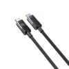 UNITEK USB-C į USB-C laidas 60W PD 480Mbps su LED ekranu 3m pintas juodas