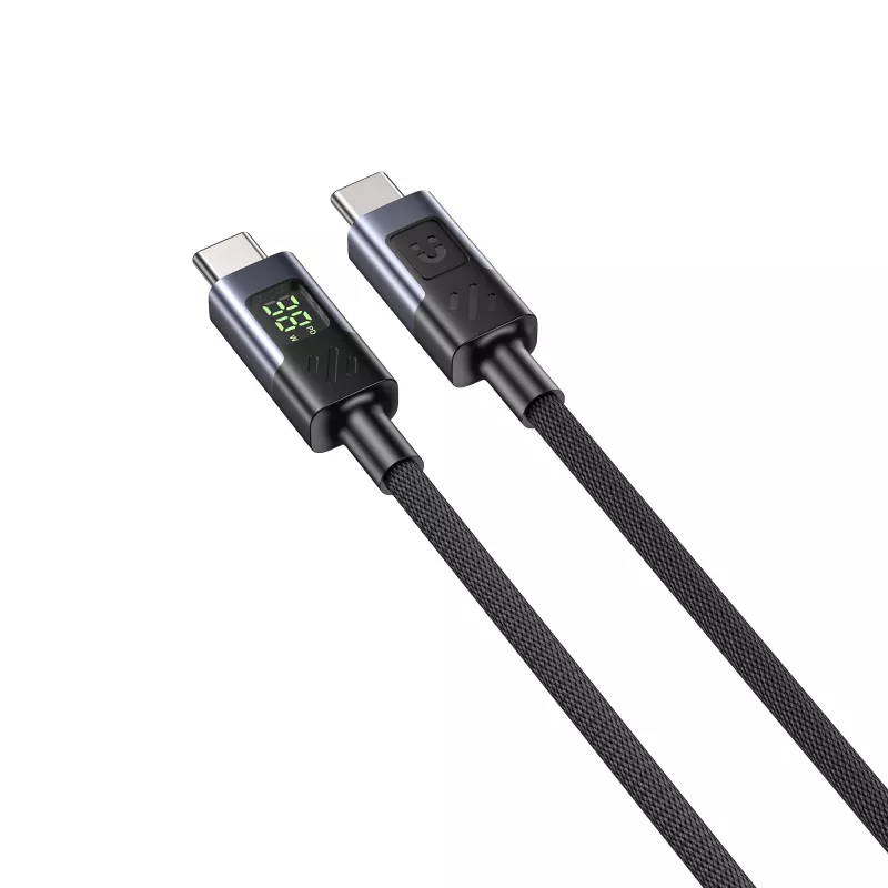 UNITEK USB-C į USB-C laidas 60W PD 480Mbps su LED ekranu 3m pintas juodas