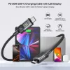 UNITEK USB-C į USB-C laidas 60W PD 480Mbps su LED ekranu 3m pintas juodas