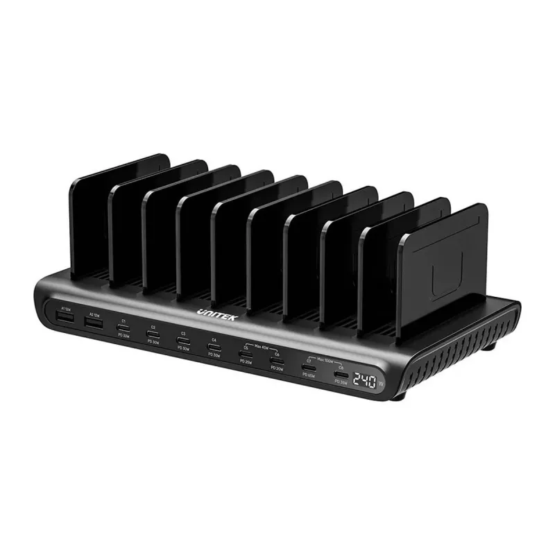 UNITEK 10-Port USB-C & USB-A 240W Įkrovimo Stotelė