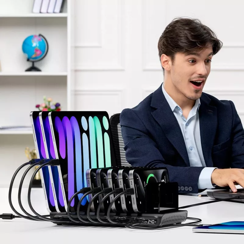 UNITEK 10-Port USB-C & USB-A 240W Įkrovimo Stotelė