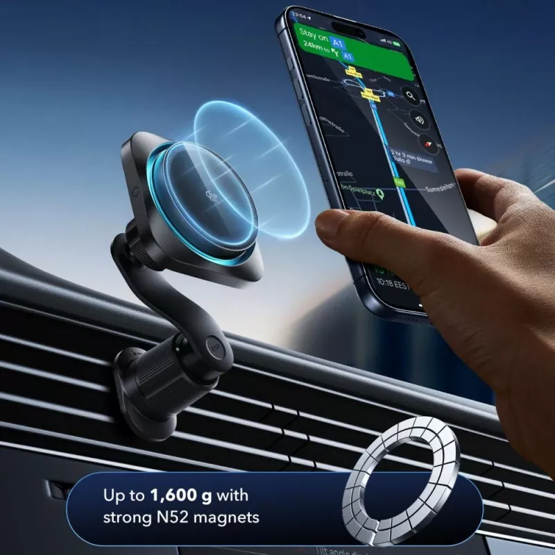 ESR Omnilock CryoBoost Magnetic MagSafe Vent Car Mount Wireless Charger 25W Qi2.2 Black