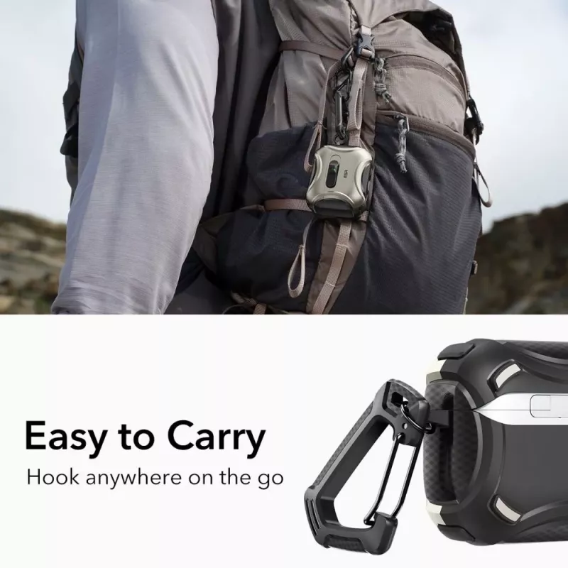 ESR Cyber FlickLock HaloLock MagSafe dėklas, skirtas Apple AirPods Pro 3, titano spalvos