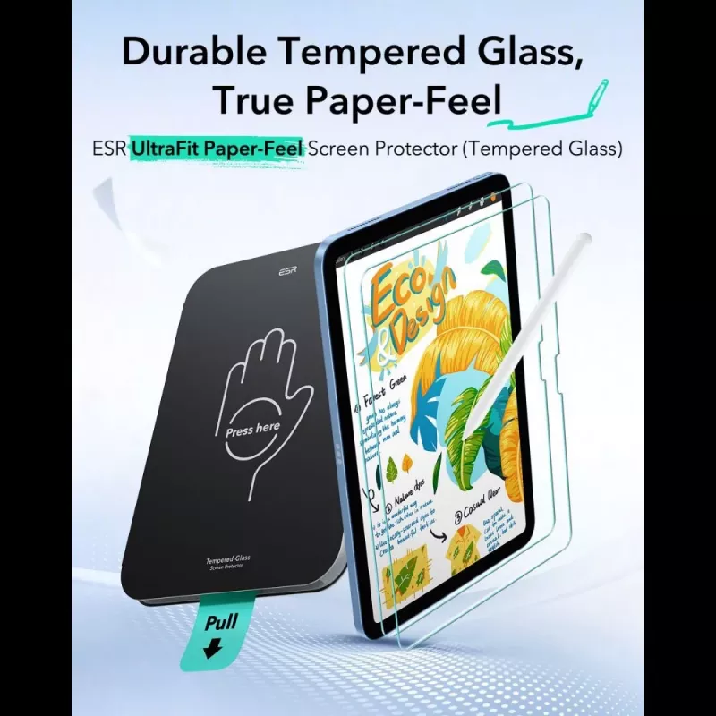 ESR Paper Feel apsauginis stiklas, skirtas Apple iPad 10,9 inch 10-os kartos (2022) / 11 inch 11-os kartos (2025) - 2 vnt. pakuotė