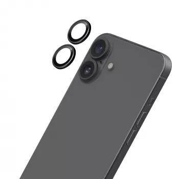 LAUT Ring Camera Lens Protector, skirta Apple iPhone 16 / 16 Plus - juoda