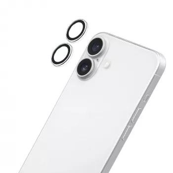 LAUT Ring Camera Lens Protector, skirta Apple iPhone 16 / 16 Plus – premium grūdintas stiklas, 9H kietumas, permatomas su juodu žiedu