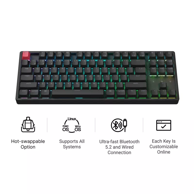 Keychron K8X-J3 80% TKL Brown Switch RGB Hot-Swap Black