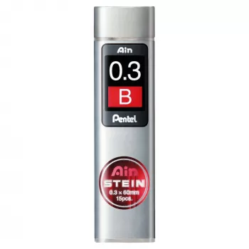 Pentel Ain Stein mechaninio pieštuko šerdelės - B - Pilka - 0,3 mm - 60 mm - 15 vnt.