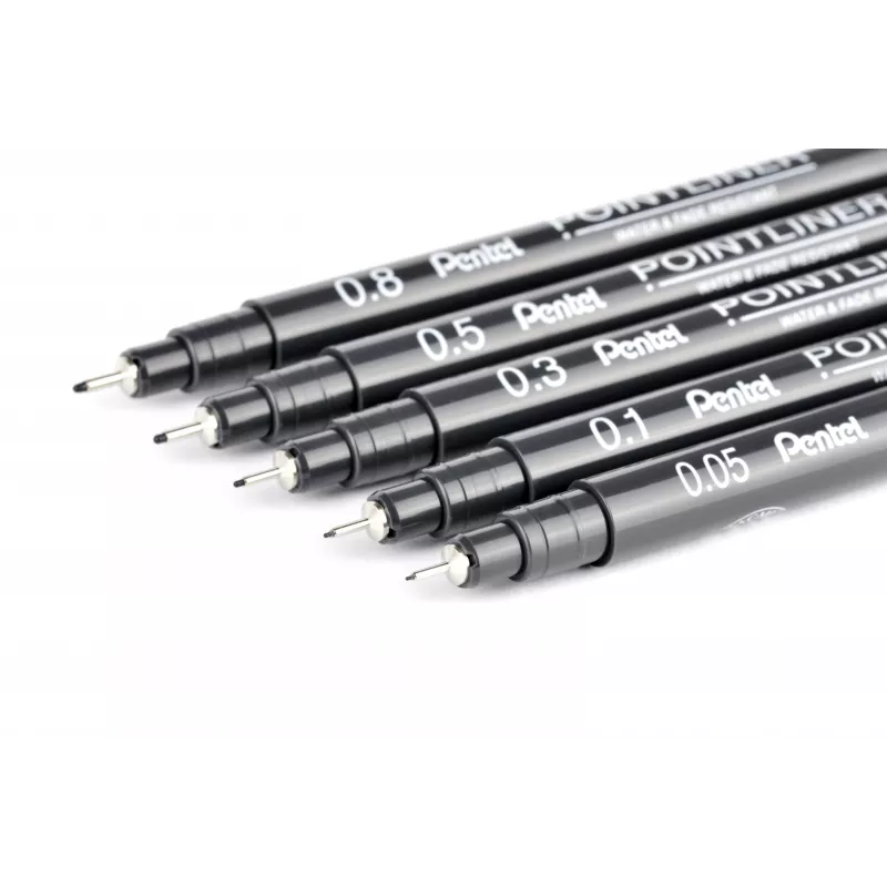 Pentel Pointliner plonasraigis rašiklių rinkinys, juodas