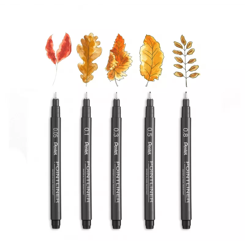 Pentel Pointliner plonasraigis rašiklių rinkinys, juodas