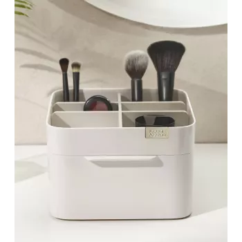 Joseph Joseph Viva Make Me Up rinkinys: kosmetikos organizatorius su magnetiniu stalčiuku ir 2-in-1 kompaktinis veidrodėlis (75007)