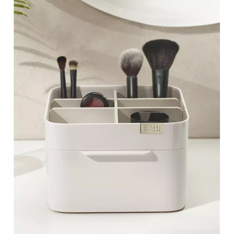 Joseph Joseph Viva Make Me Up rinkinys: kosmetikos organizatorius su magnetiniu stalčiuku ir 2-in-1 kompaktinis veidrodėlis (75007)