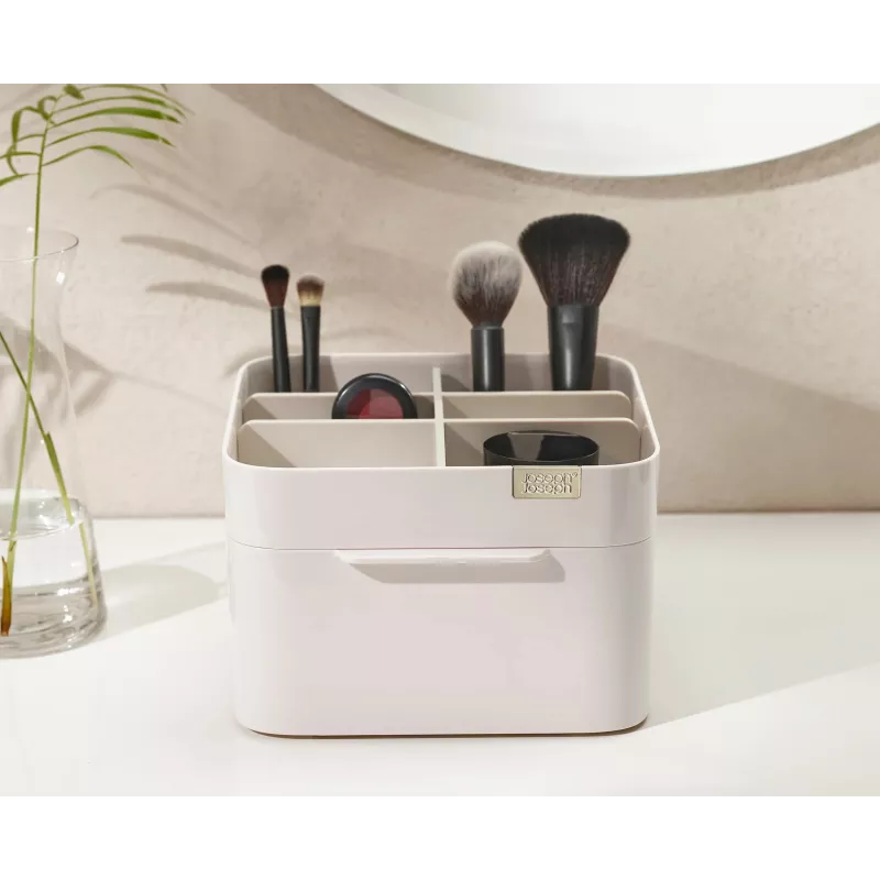 Joseph Joseph Viva Make Me Up rinkinys: kosmetikos organizatorius su magnetiniu stalčiuku ir 2-in-1 kompaktinis veidrodėlis (75007)
