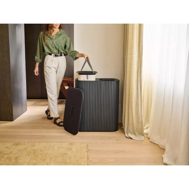 Joseph Joseph Tota Twin Luxe 90L skalbinių rūšiuoklis, juodas
