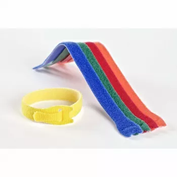 VELCRO VEL-EC60250 Daugkartiniai lipnūs kabelių raiščiai – įvairių spalvų (mėlyna, žalia, oranžinė, raudona, geltona) – 20 cm x 12 mm – 5 vnt. pakuotė