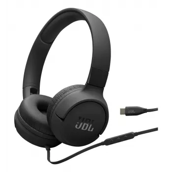 JBL Tune 520C belaidės ausinės ant ausų juodos