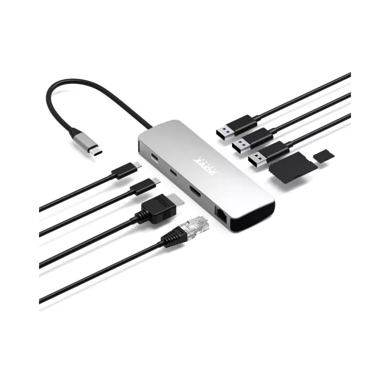 PORT Designs USB-C 9-in-1 Docking Station with 4K HDMI and 85W PD - Space Grey