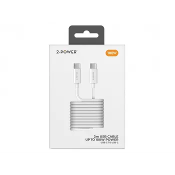 2-POWER 100W USB-C to USB-C laidas 2m Juodas