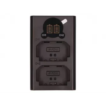 2-Power skaitmeninio fotoaparato USB dvigubas akumuliatorių įkroviklis