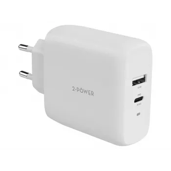 2-POWER Sieninis Įkroviklis PD 20W USB-C ir 12W USB-A