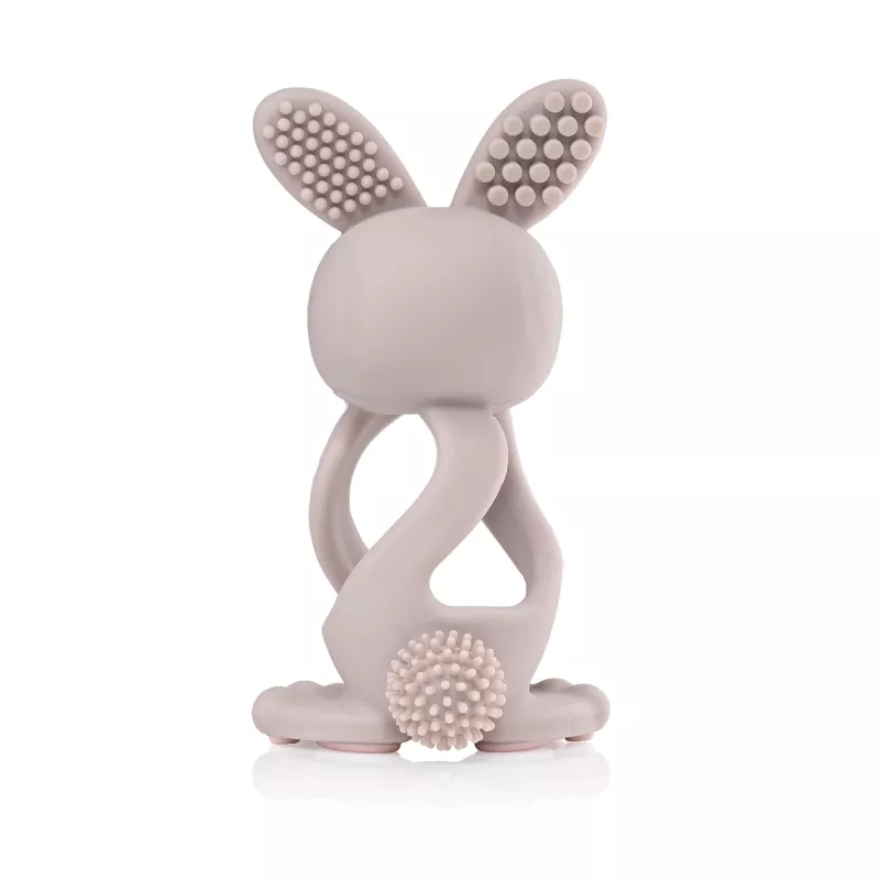 BRUSH BABY Bobbie Bunny Teether Infant Teether Toy Cappuccino Grey