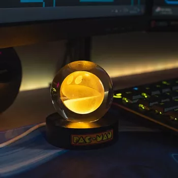 FIZZ CREATIONS Pac-Man Crystal Ball LED Light USB Retro Decor 8cm