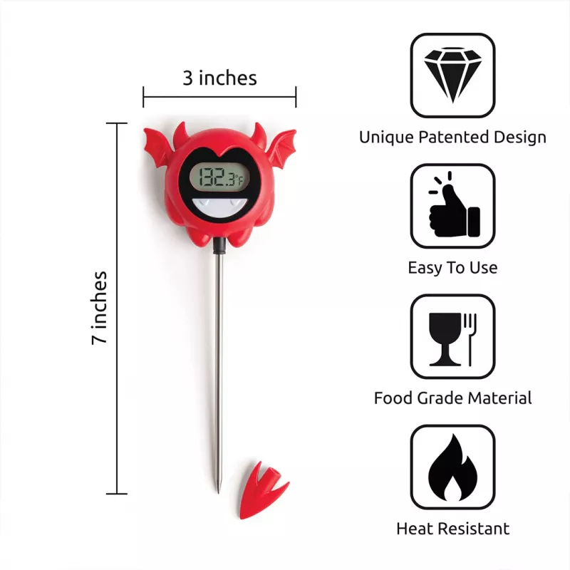 OTOTO Hell Done Digital Food Thermometer - Black with Red Accents