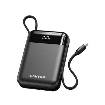 Canyon OnPower 104 10000 mAh Power Bank su USB-C ir Lightning laidais Juodas