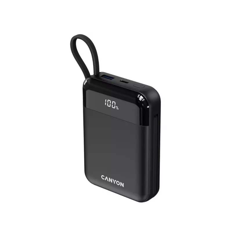 Canyon OnPower 104 10000 mAh Power Bank su USB-C ir Lightning laidais Juodas