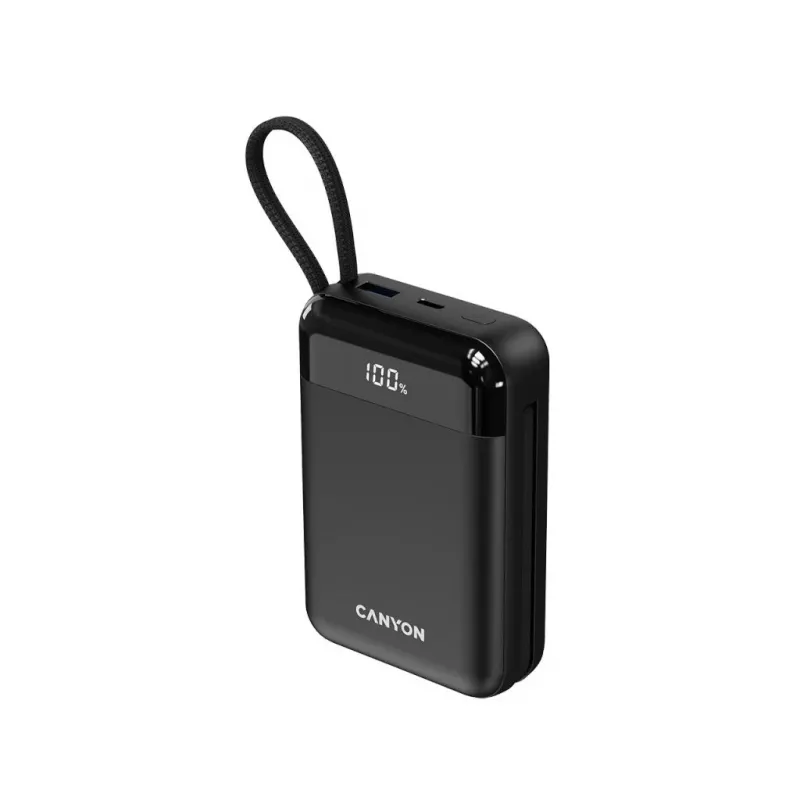 Canyon OnPower 204 20000 mAh Power Bank su USB-C ir Lightning laidais, juoda