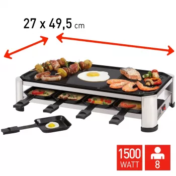 FRITEL RG 2170 Raclette Grill nerūdijančio plieno/chromuotas/juodas 1200 W 8 asmenims
