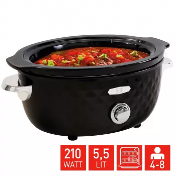 FRITEL Family Slow Cooker 5.5 Liter 210W Black/Chrome