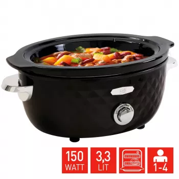 FRITEL Family Slow Cooker 3.3L 150W Black/Chrome