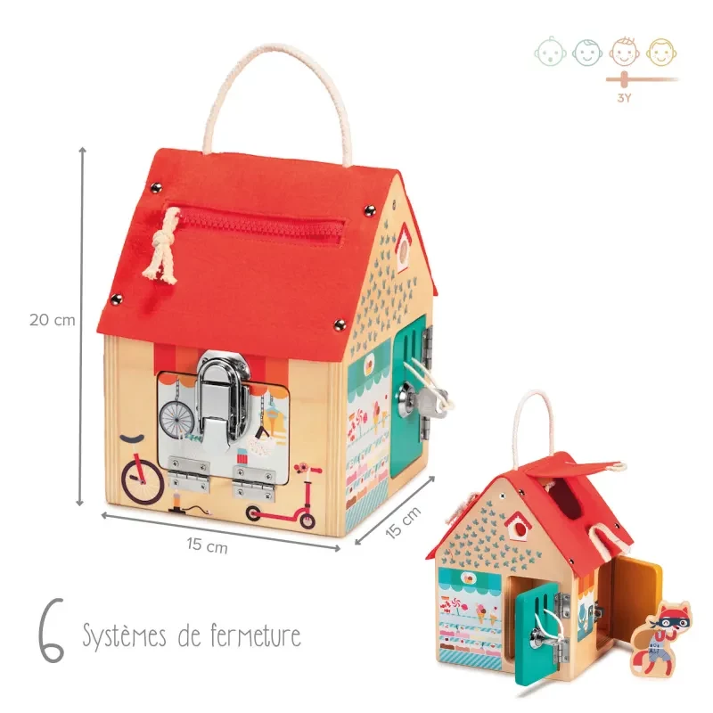 Lilliputiens Georges the Fox Wooden Activity House with Locks