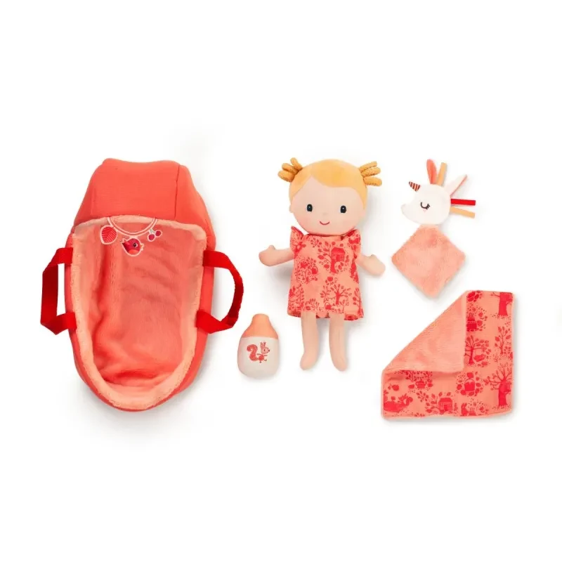 Lilliputiens Lena Baby Doll Set with Carrycot, Comforter and Milk Bottle