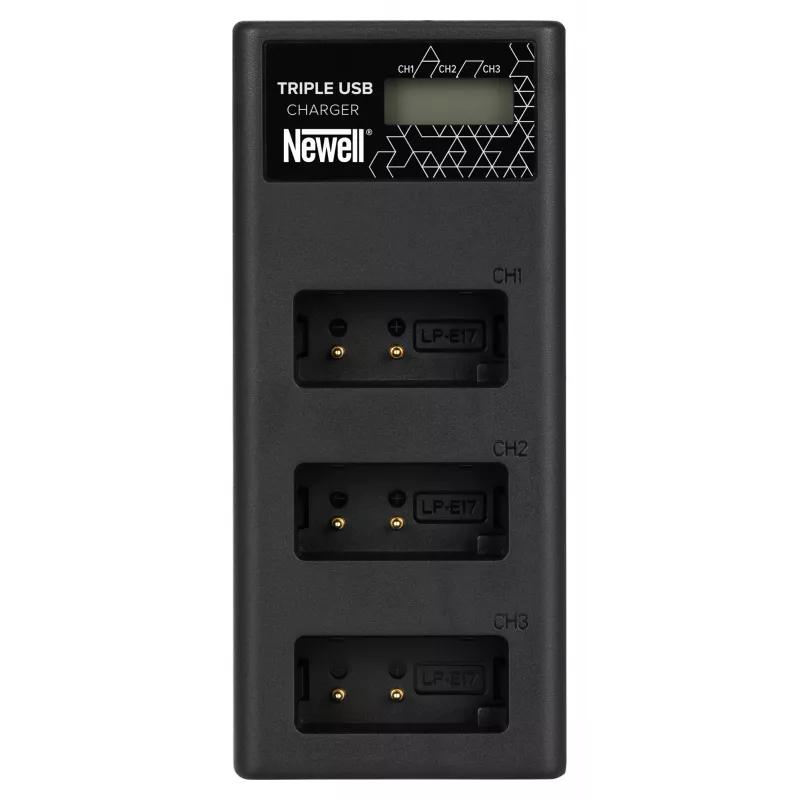 Newell CD-USB-C Trijų Kanalų Baterijų Kroviklis, skirtas Canon LP-E17
