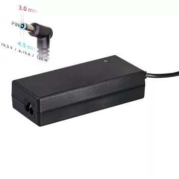 Akyga AK-ND-45 19,5V 6.15A 120W nešiojamojo kompiuterio maitinimo adapteris, skirtas HP, su 4.5x3.0mm jungtimi ir 1,2m laidu