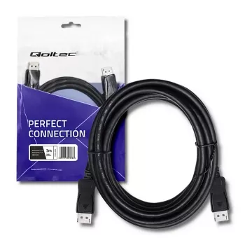 Qoltec DisplayPort 1.4 laidas, vyriškas-į-vyrišką, 3m, 8K, juodas