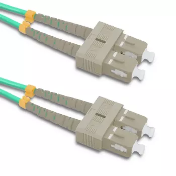 Qoltec SC/UPC į SC/UPC Duplex daugiamodis OM4 šviesolaidinis jungiamasis laidas, 5 m, aqua