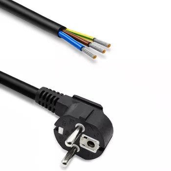 Qoltec maitinimo laidas su kampu SCHUKO CEE 7/7 (E/F) variu nulituoti galai 3x1.50 mm² 5m Juodas