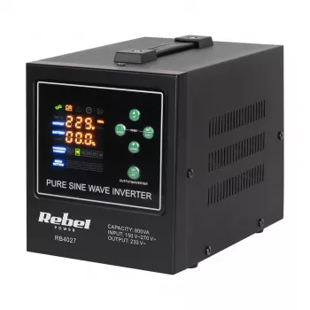 Rebel POWER-800-LFP4 Grynojo sinusoidės keitiklis/įkroviklis 12V 230V 800VA/500W