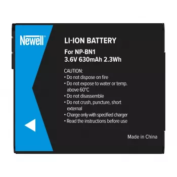 Newell akumuliatorius NP-BN1, skirta Sony fotoaparatams, 630mAh, 3.7V, ličio jonų, juodas
