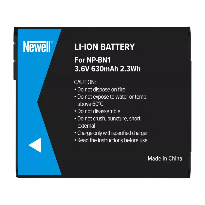Newell akumuliatorius NP-BN1, skirta Sony fotoaparatams, 630mAh, 3.7V, ličio jonų, juodas
