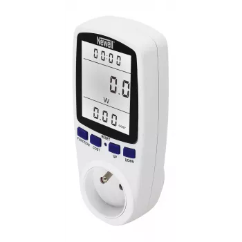 Newell Watomierz Power Meter Plug su LCD ekranu, 16A/3680W, energijos suvartojimo monitorius, EU kištukas