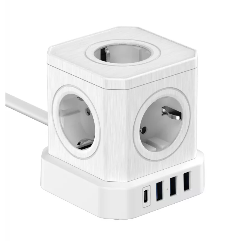 Newell GaN Power Cube 9w1 White Power Strip with USB Charger