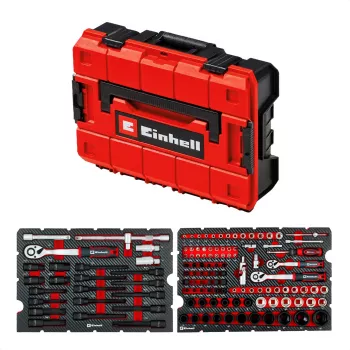 EINHELL-KWB E-Case Tool Case KFZ, 121-Piece (Black/Red, with Tool Set for Hobby Mechanics)