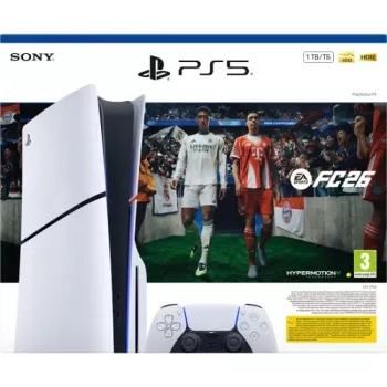 Sony PlayStation 5 Slim Disc Edition 1TB + EA Sports FC 26 komplektas – baltas/juodas (CFI-2116A)