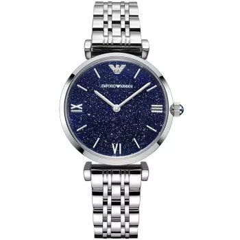 ARMANI Woman AR11091 kvarcinis analoginis laikrodis 32 mm sidabrinis nerūdijančio plieno tinklelis