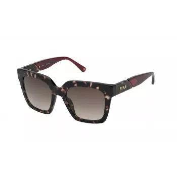 Nina Ricci SNR3185201GQ Moteriški akiniai nuo saulės – juodas acetato rėmelis su pilkais gradientiniais lęšiais, 52 mm