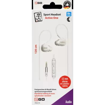2GO Active 1 laidiniai ausinukai su mikrofonu pokalbiams ir muzikai – balti
